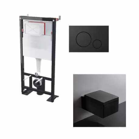 Built-up housing suspended toilet Kube black shiny + black plate