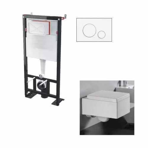 White Kube Colgante WC Set - White Circle Trigger Plate - Universal BF 101