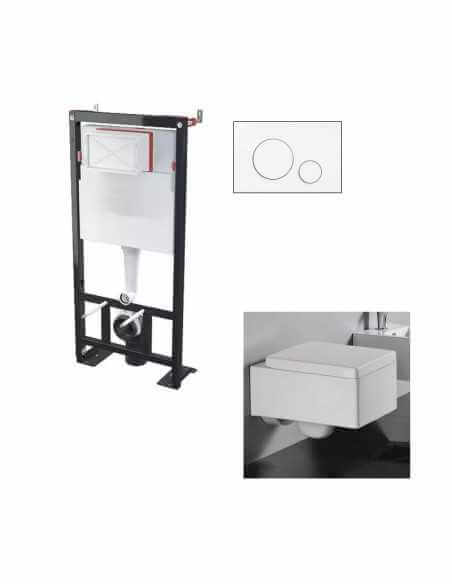 White Kube Colgante WC Set - White Circle Trigger Plate - Universal BF 101