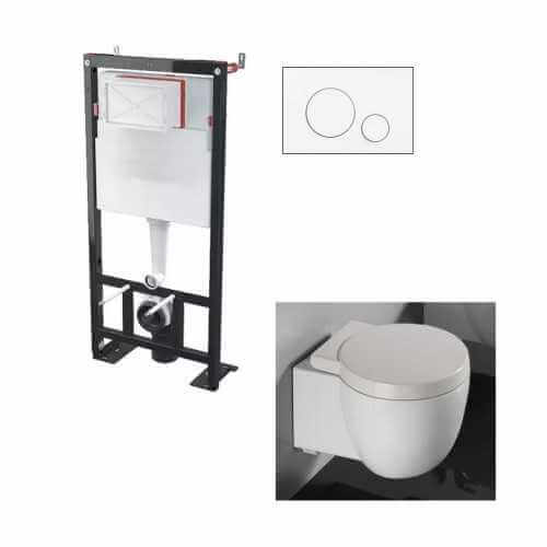 Set WC Suspended Charm bianco - White Circle piastra di rilascio - Universal support building BF 101