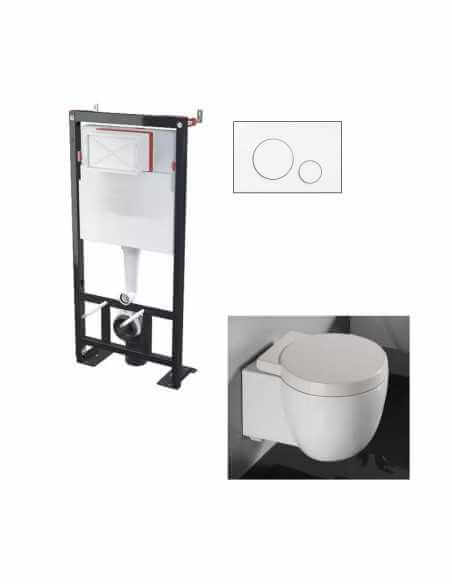 Set WC Suspended Charm bianco - White Circle piastra di rilascio - Universal support building BF 101