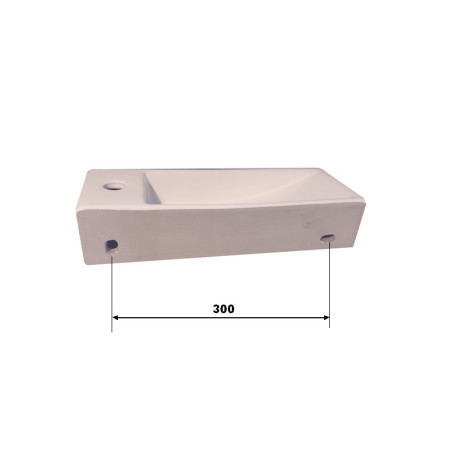 Lave main Rectangulaire Gain de place Gauche - Céramique Blanc - 38x15 cm - Minimalist