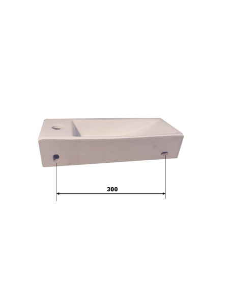 Lave main Rectangulaire Gain de place Gauche - Céramique Blanc - 38x15 cm - Minimalist Lave main Rectangulaire Gain de place Gauche - Céramique Blanc - 38x15 cm - Minimalist