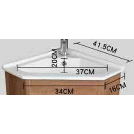 Halbummantelter Winkel Vasque - weiße Keramik - 42 x 42 cm - Corner