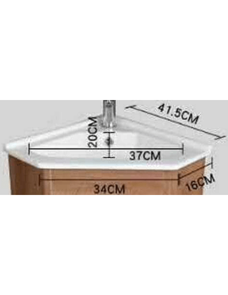 Halbummantelter Winkel Vasque - weiße Keramik - 42 x 42 cm - Corner