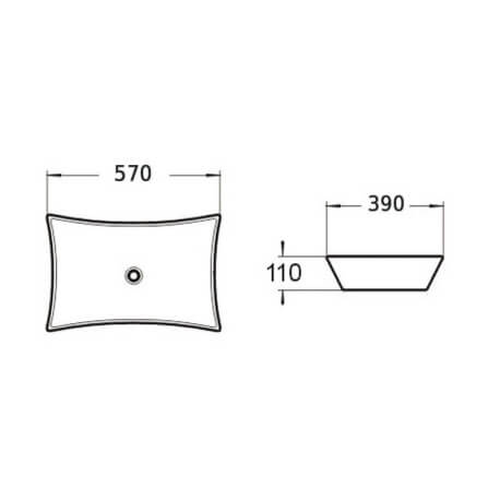 Rectangular Poser Vasque - Beige Mat Ceramic - 58x39 cm - Wing