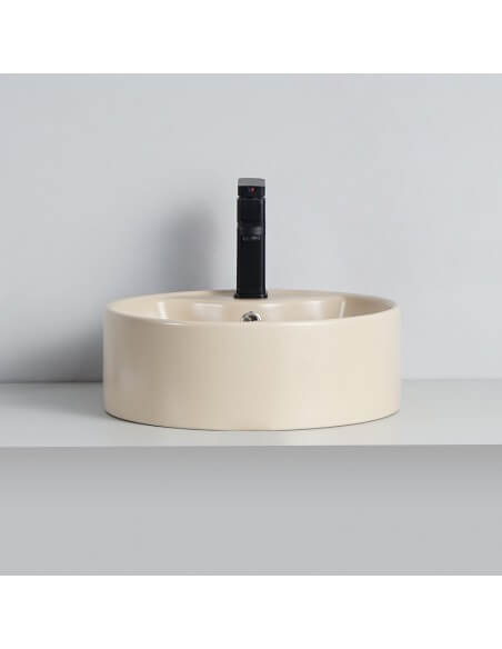 Vasque à Poser Ronde - Céramique Beige Mat - 40 cm - Star | Rue du Bain
