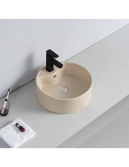 Runde Poser Vasque - Beige Matt Keramik - 40 cm - Star