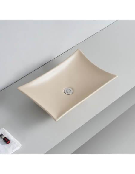 Rectangular Poser Vasque - Beige Mat Ceramic - 58x39 cm - Wing