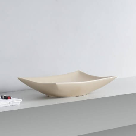 Rectangular Poser Vasque - Beige Mat Ceramic - 58x39 cm - Wing