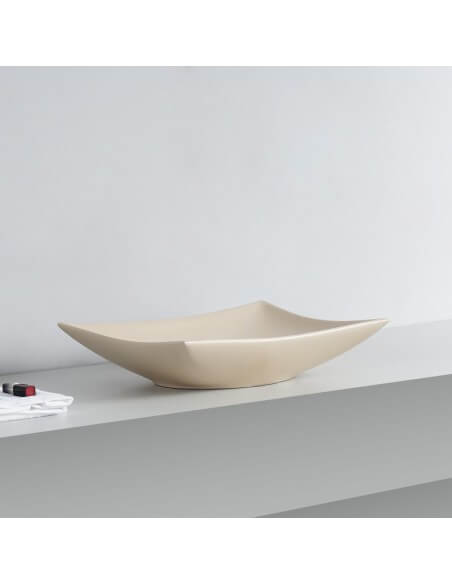 Rectangular Poser Vasque - Beige Mat Ceramic - 58x39 cm - Wing
