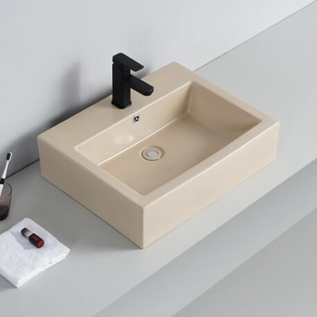 Layout basin with beach ceramic taps Square Beige