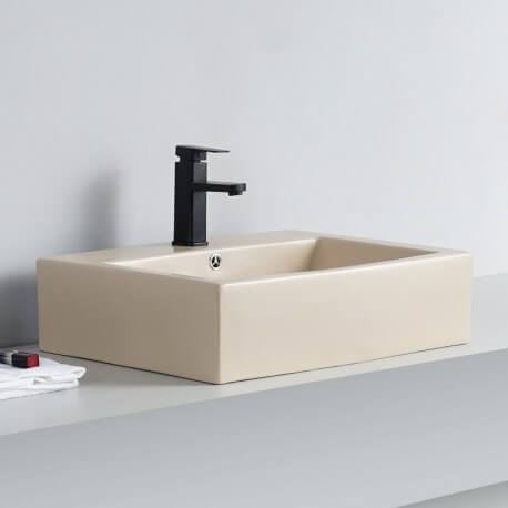 Layout basin with beach ceramic taps Square Beige