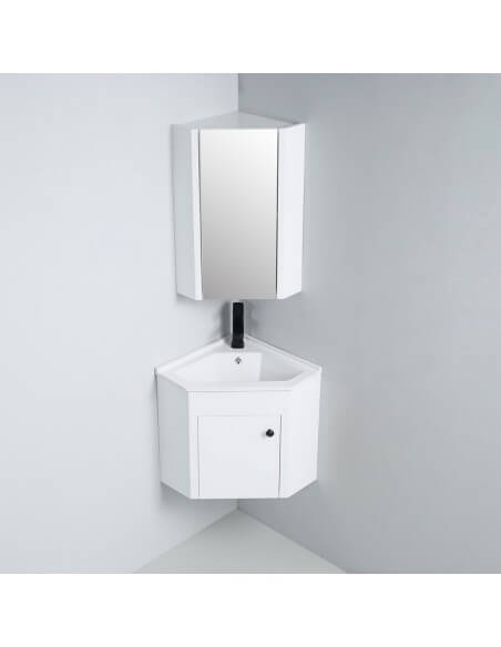 Meuble Salle de Bain d'Angle Blanc brillant City