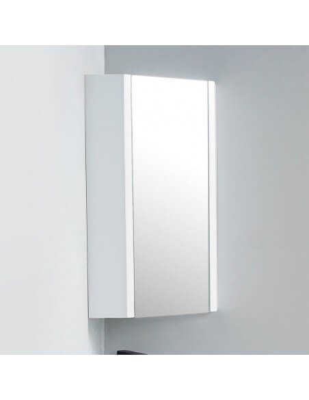 Meuble Haut Miroir d'Angle de Salle de Bain Blanc - City