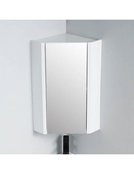 Meuble Haut Miroir d'Angle de Salle de Bain Blanc - City