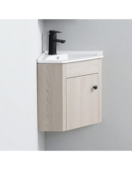 Mobile lavabo angolare per bagno - Rovere grigio - Scandinavo |Via del bagno