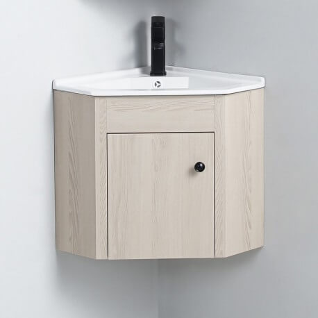 Mobile lavabo angolare per bagno - Rovere grigio - Scandinavo |Via del bagno