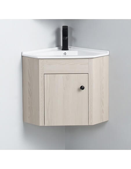 Meuble lave mains d'Angle de salle de bain - Chêne gris - Scandinave | Rue du Bain