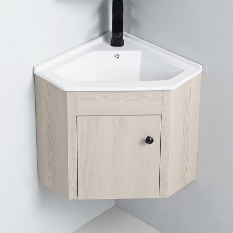 Mobile lavabo angolare per bagno - Rovere grigio - Scandinavo |Via del bagno