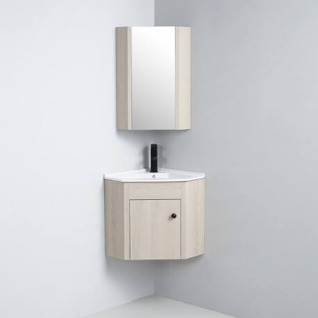 Armadio bagno maniglia - Specchio angolo - rovere grigio - Scandinavia