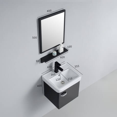 Small bathroom hand wash cabinet - Black - Daily