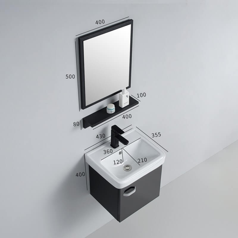TEHOME Armadietto Portamedicinale Da Bagno Con Specchio - Nero 40,6x61 Cm - Porta In Alluminio E Ripiani In Vetro Temperato - 4