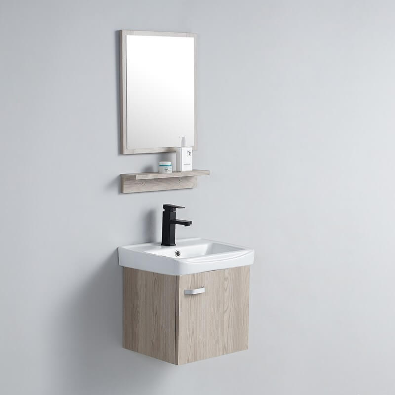 Meuble Sous Lavabo Suspendu 40 Cm Avec Vasque - Salle De Bain Petite Taille, Pré-assemblé, Céramique Et Aggloméré (Bianco)