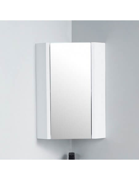 Meuble Miroir d'Angle de salle de bain - Blanc
