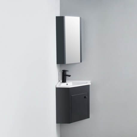 Black bathroom corner mirror cabinet