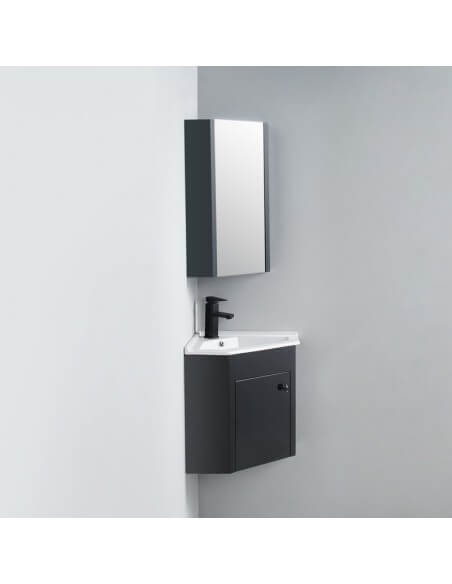Meuble miroir d'angle de salle de bain noir