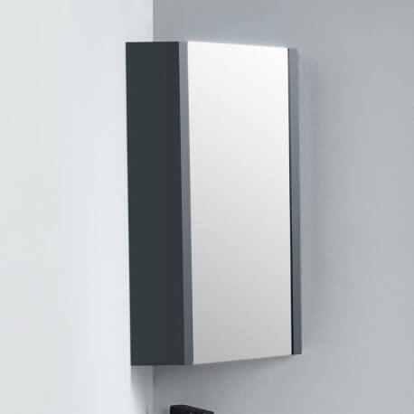 Black bathroom corner mirror cabinet