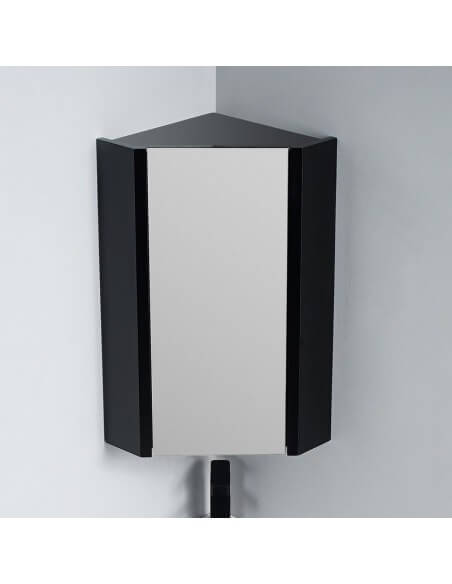 Meuble miroir d'angle de salle de bain noir