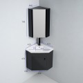 Black bathroom corner mirror cabinet