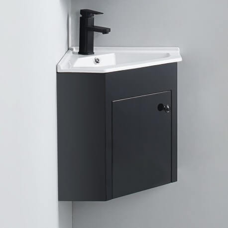 Black bathroom corner cabinet