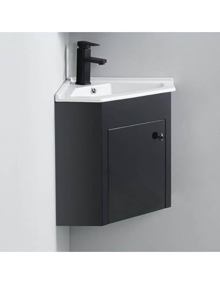 Meuble d'angle de salle de bain noir