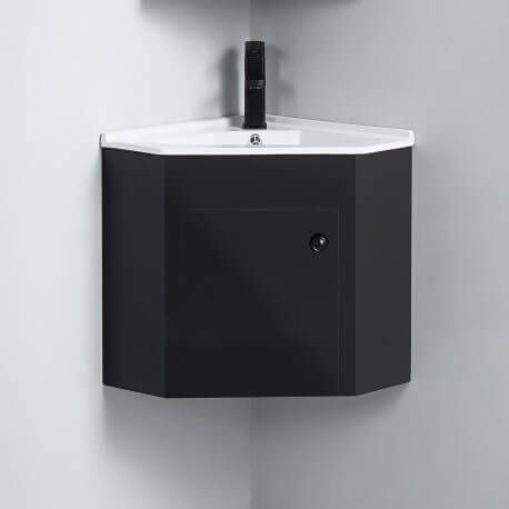 Black bathroom corner cabinet