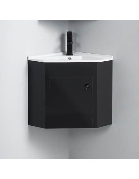Meuble d'angle de salle de bain noir