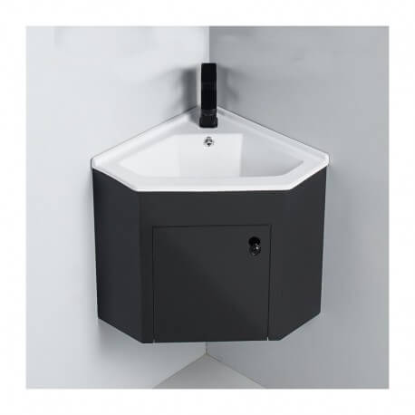 Black bathroom corner cabinet