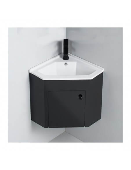Meuble d'angle de salle de bain noir