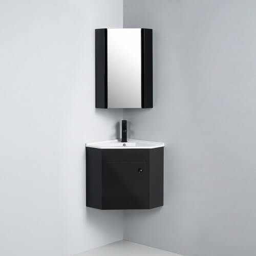 Black bathroom corner cabinet