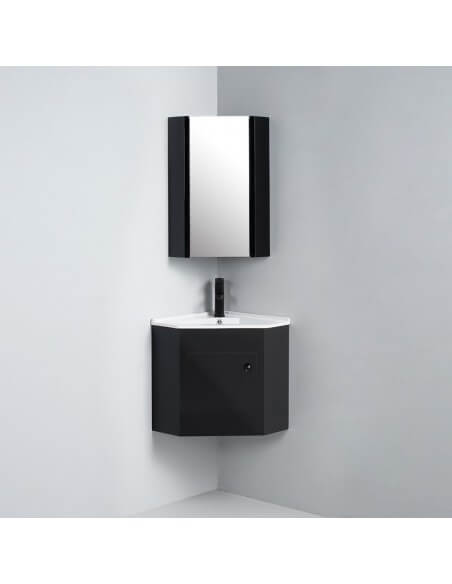 Meuble d'angle de salle de bain noir