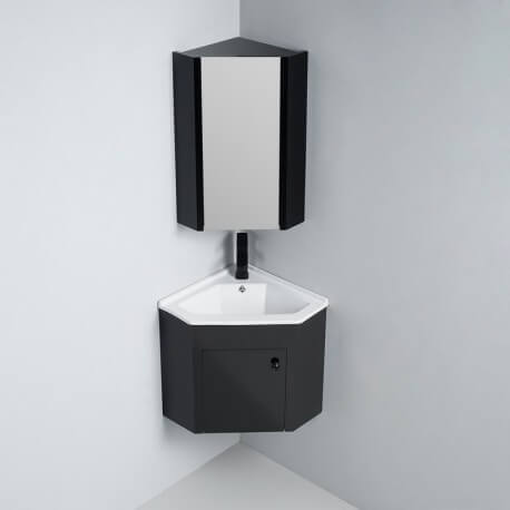 Black bathroom corner cabinet