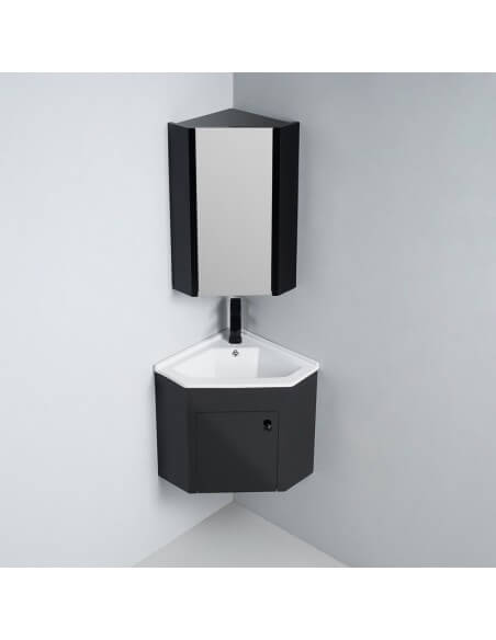 Meuble d'angle de salle de bain noir