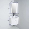 Bathroom Angle Hands Wash Cabinet - Corner Mirror - White - City