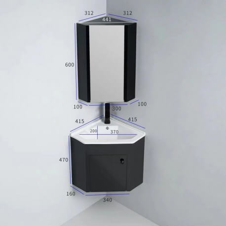 Cuarto de baño negro espejo armario