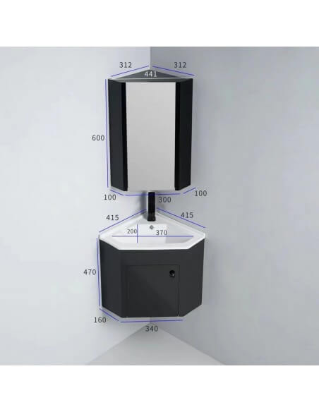 Cuarto de baño negro espejo armario