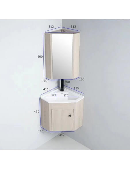 Bathroom Angle Mirror Furniture - Oak Grey