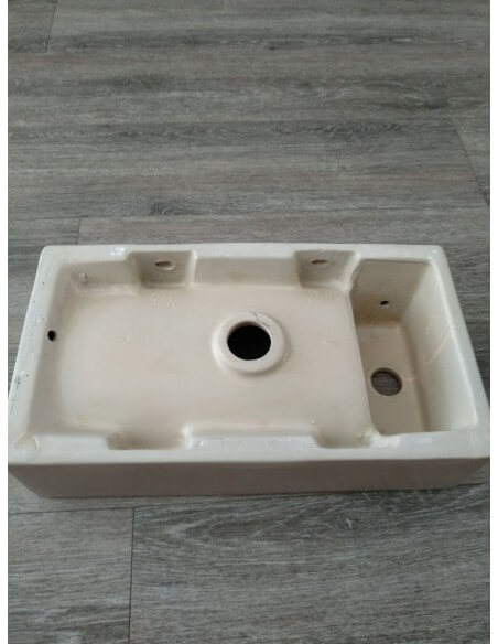 Lave main rectangulaire gauche céramique Beige Mat - 46x26 cm - Studio| Rue du Bain