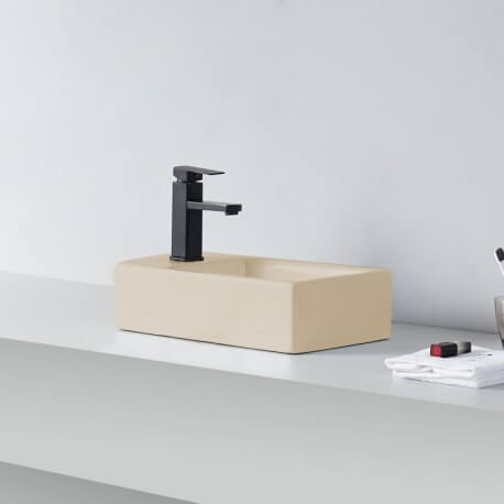 Beige Mat ceramica sinistra rettangolare lavare a mano - 46x26 cm - Studio